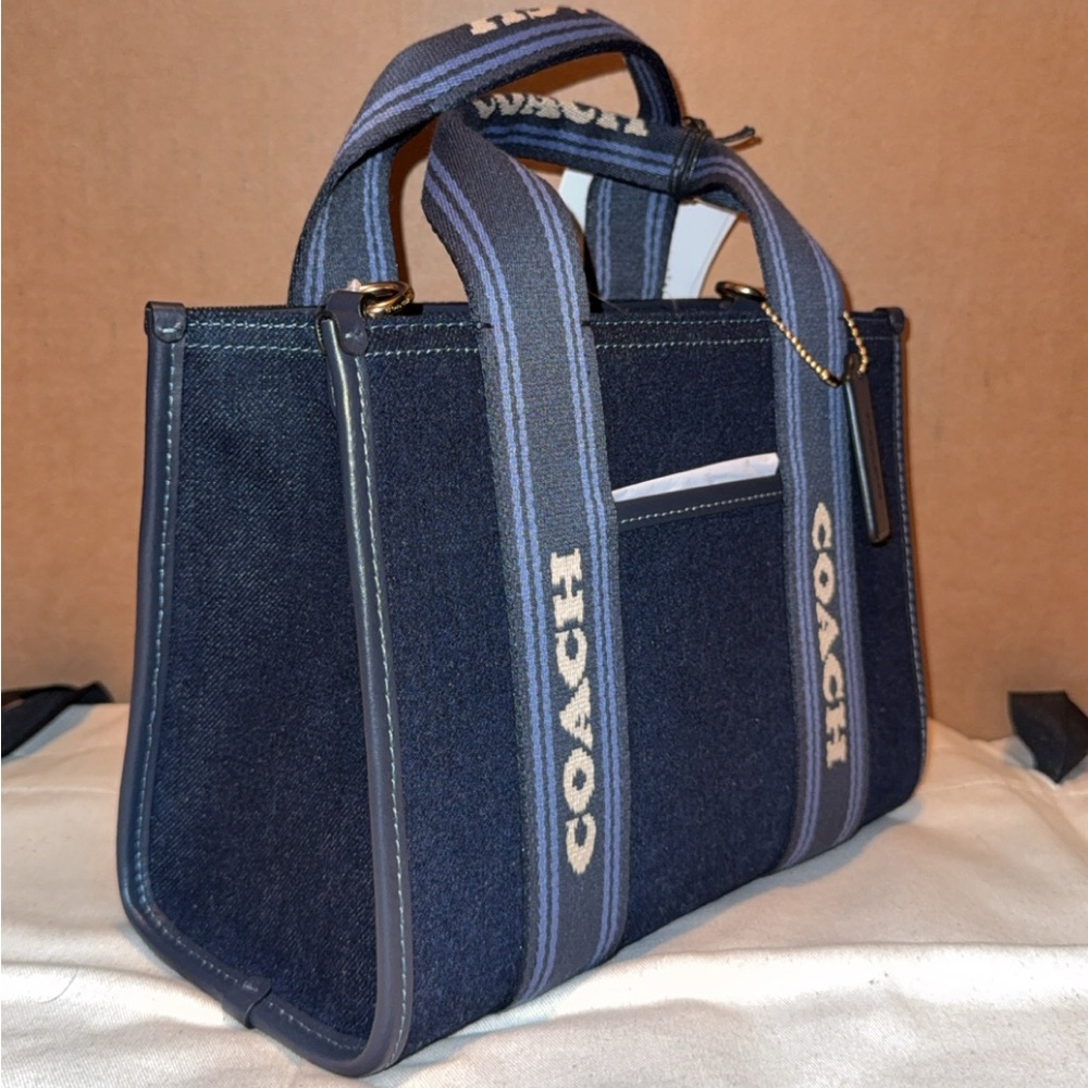Smith Tote 24 in Denim with Coach logo handles - Picture 3 of 10